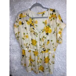 Speed Limit Women’s White Floral Print Blouse Size 2X